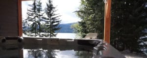 Kootenay Hot Spring Cabins - Nakusp & Halcyon BC - Relax in private tub overlooking Arrow Lake